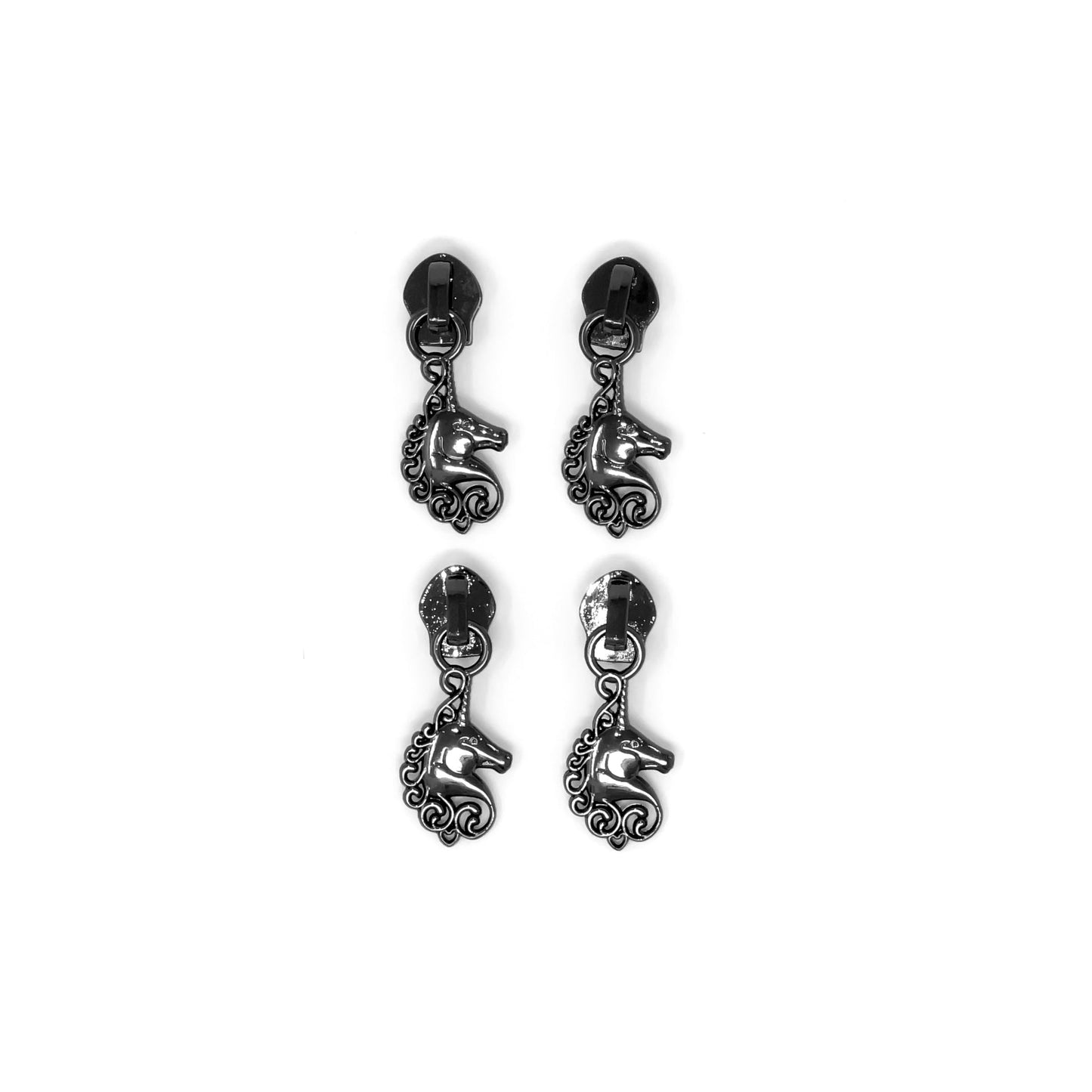 set of 4 gunmetal unicorn zipper pull for #5 nylon zipper tape
