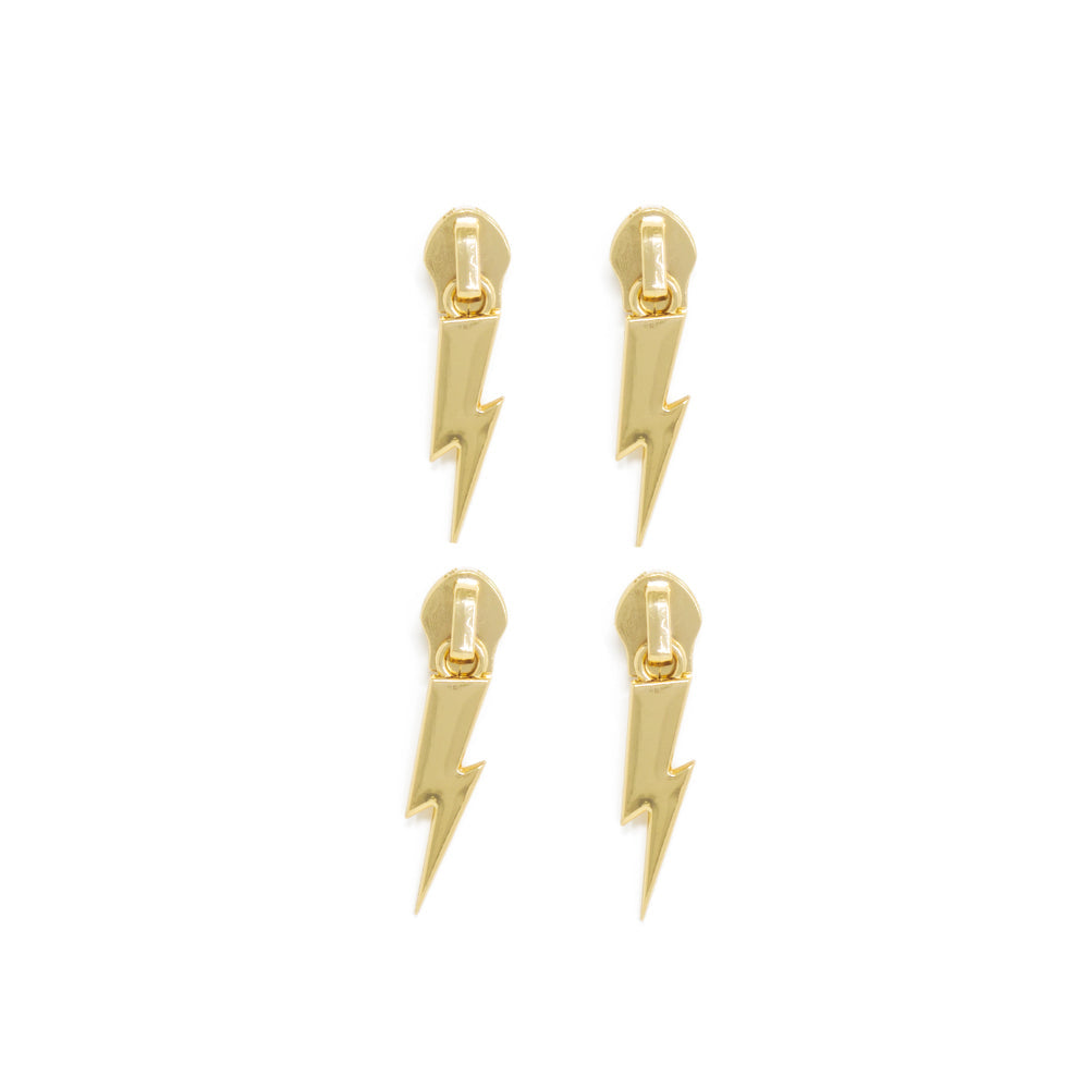 set of 4 light gold lightening harry potter zipper pull for #5 nylon zipper tape