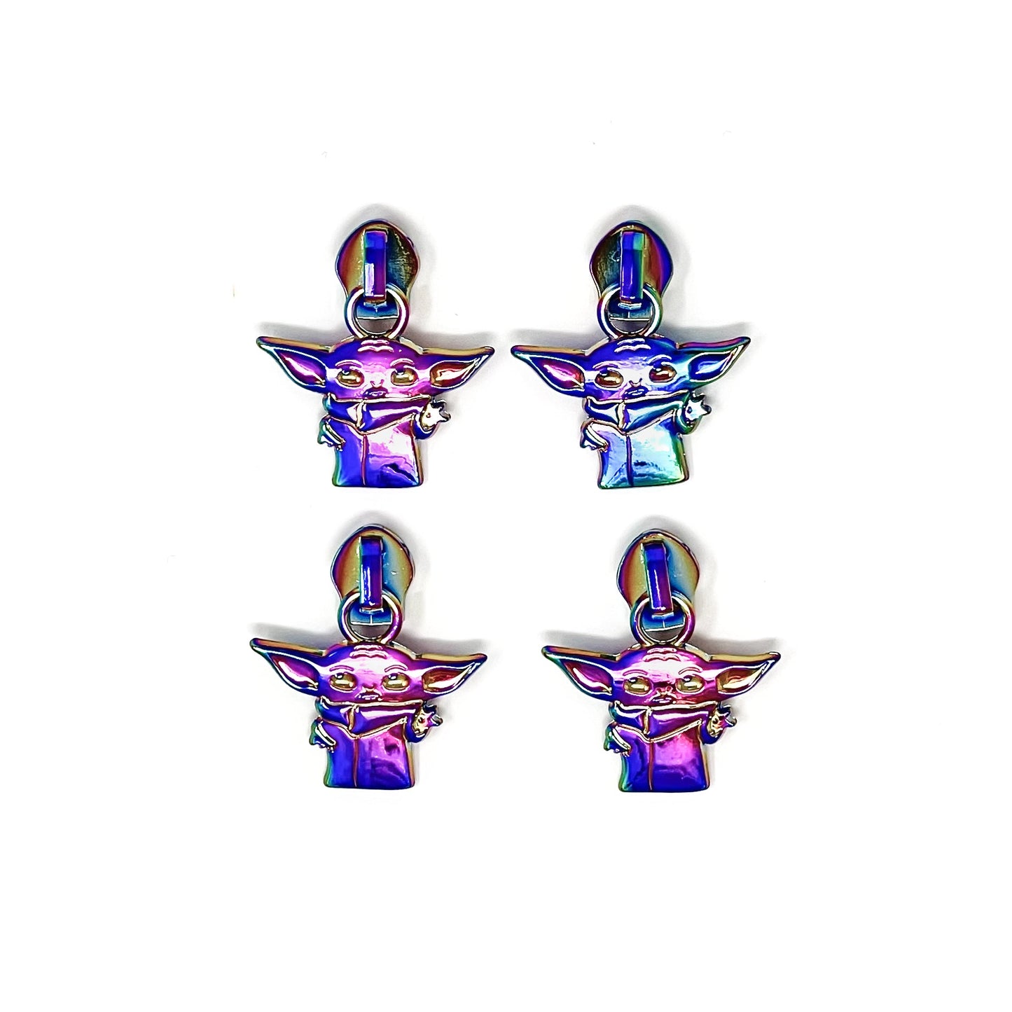 set of 4 rainbow baby grogu zipper pull for #5 nylon zipper tape