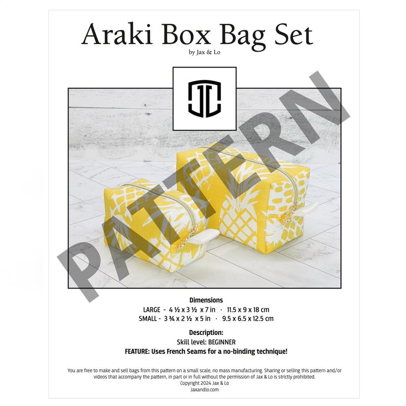 Araki Box Bags - PDF Sewing Pattern – Jax & Lo