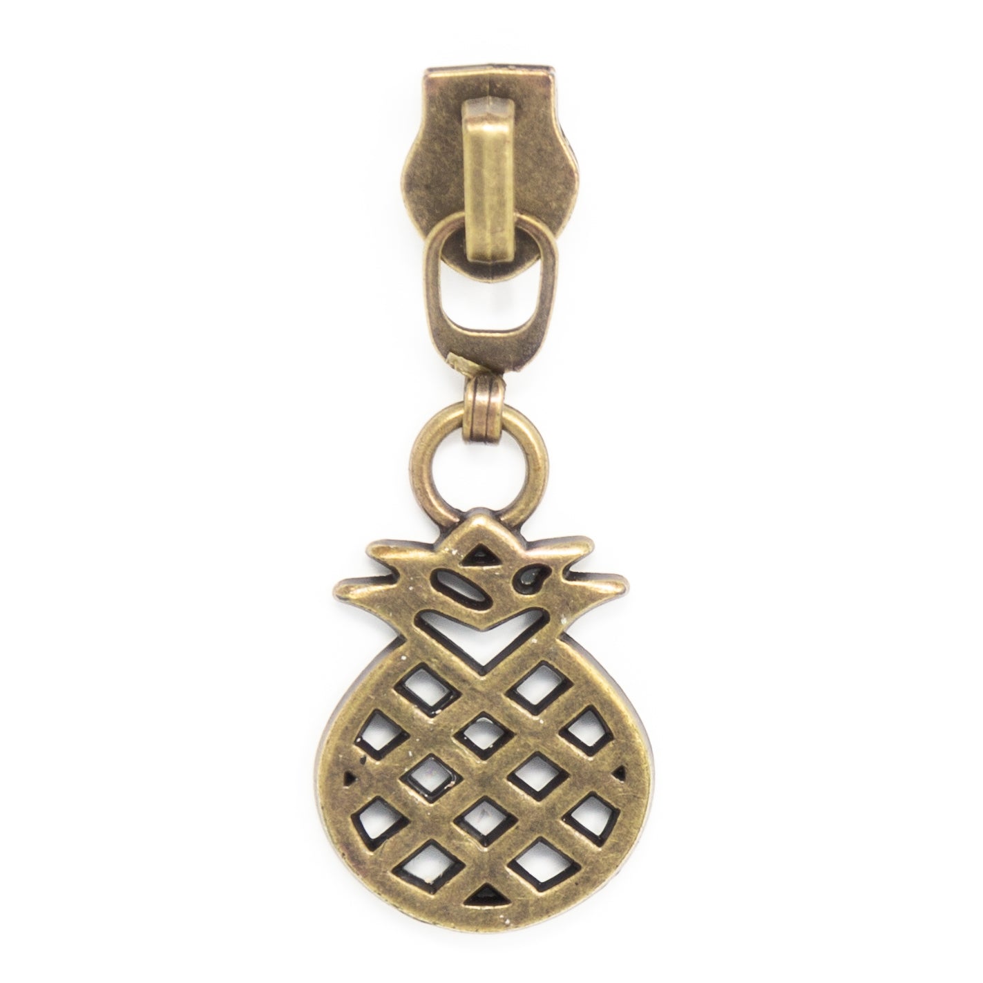 antique brass pineapple zipper pull for #5 nylon zipper tape