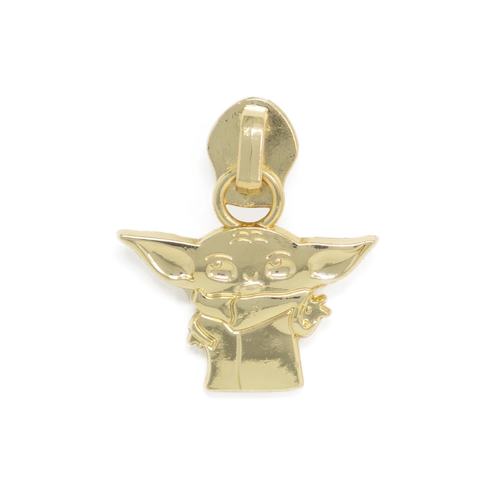 light gold baby grogu zipper pull for #5 nylon zipper tape