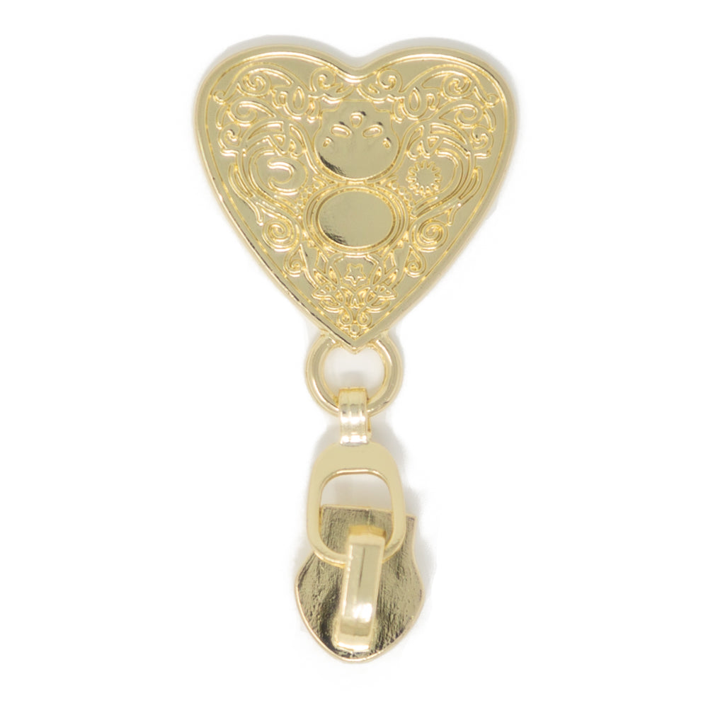 light gold heart zipper pull for #5 nylon zipper tape