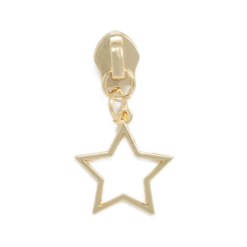 light gold star zipper pull for #5 nylon zipper tape