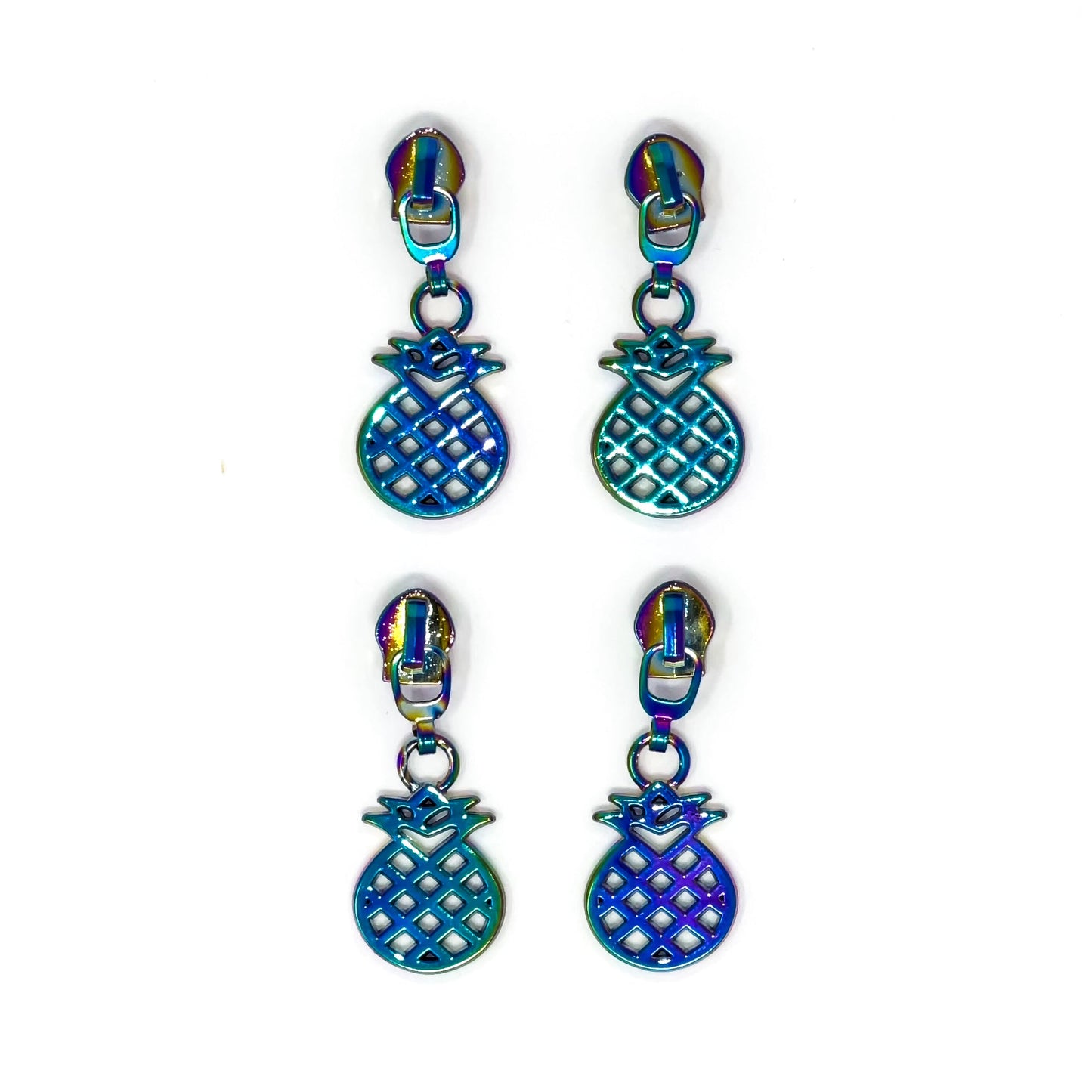 set of 4 rainbow pineapple zipper pull for #5