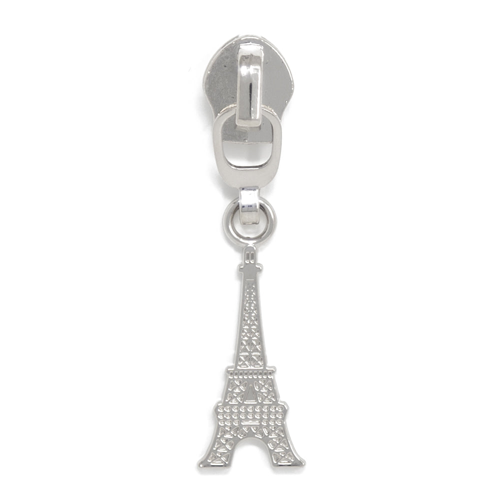 silver eiffel tower zipper pull for #5 nylon zipper tape