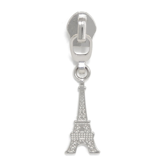 silver eiffel tower zipper pull for #5 nylon zipper tape