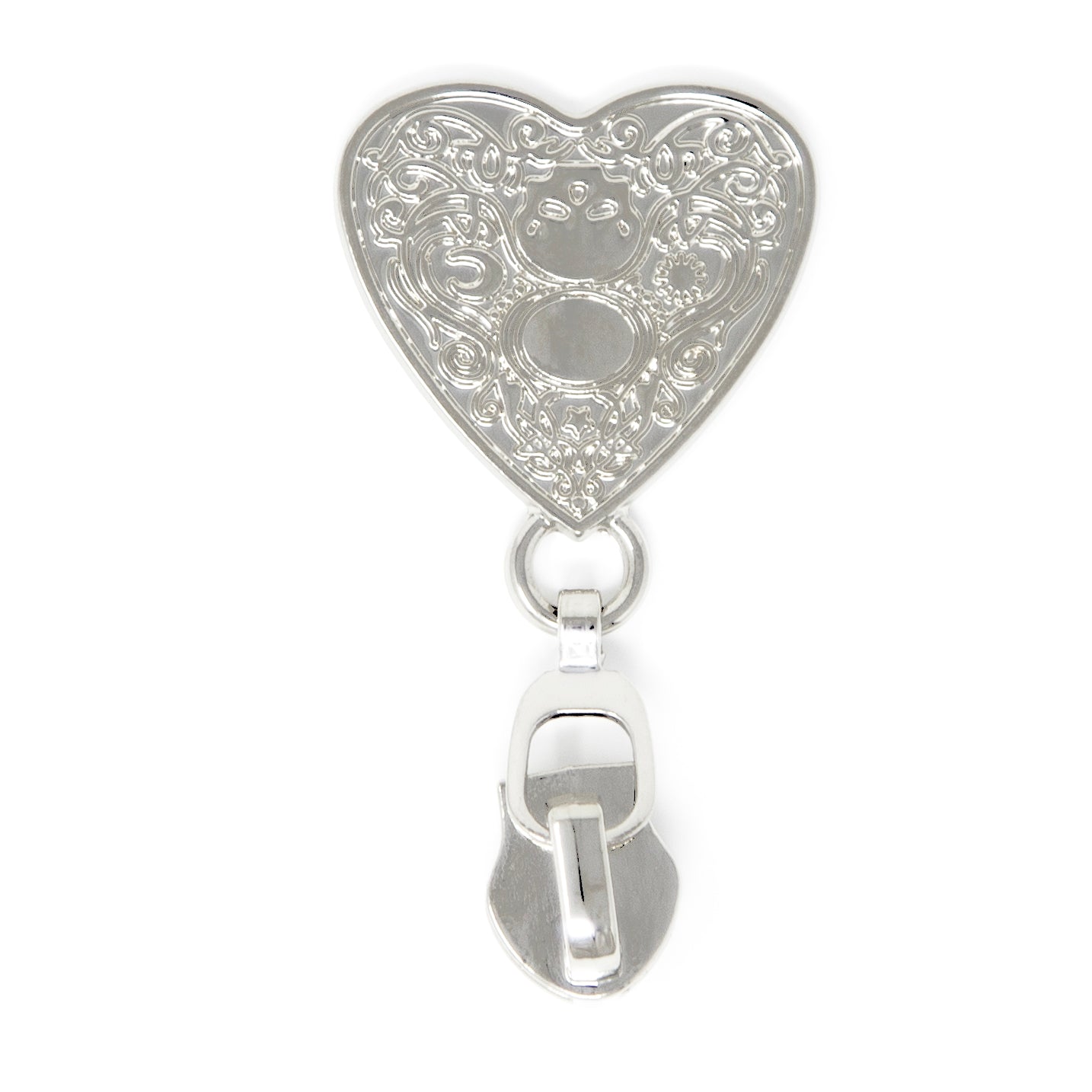 silver heart zipper pull for #5 nylon zipper tape