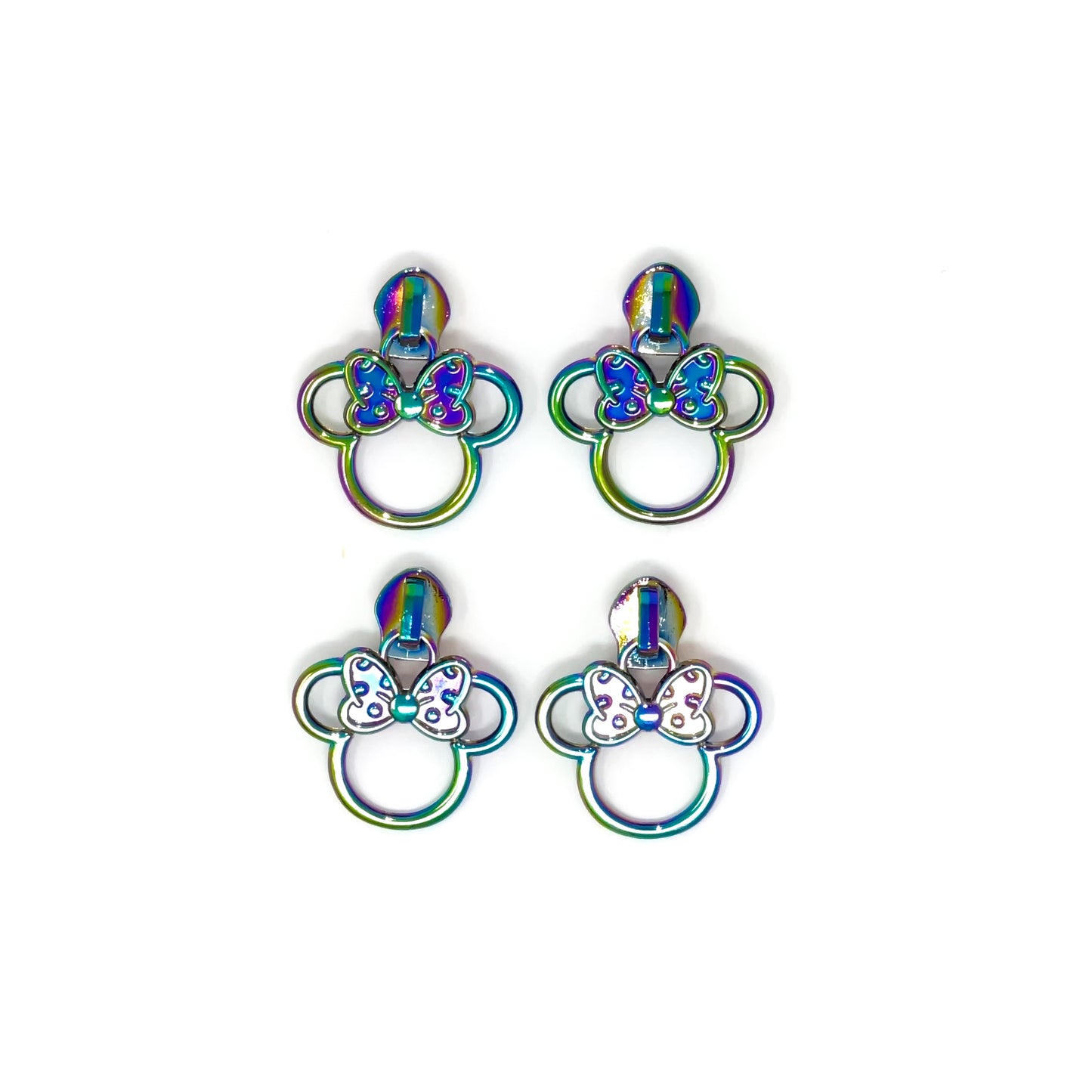 Set of 4 rainbow mouse ears zipper pulls for #5 nylon 